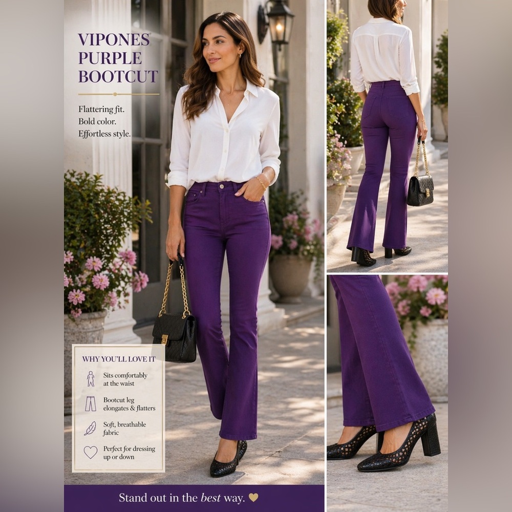 VIPONES Purple Bootcut Women's Pants